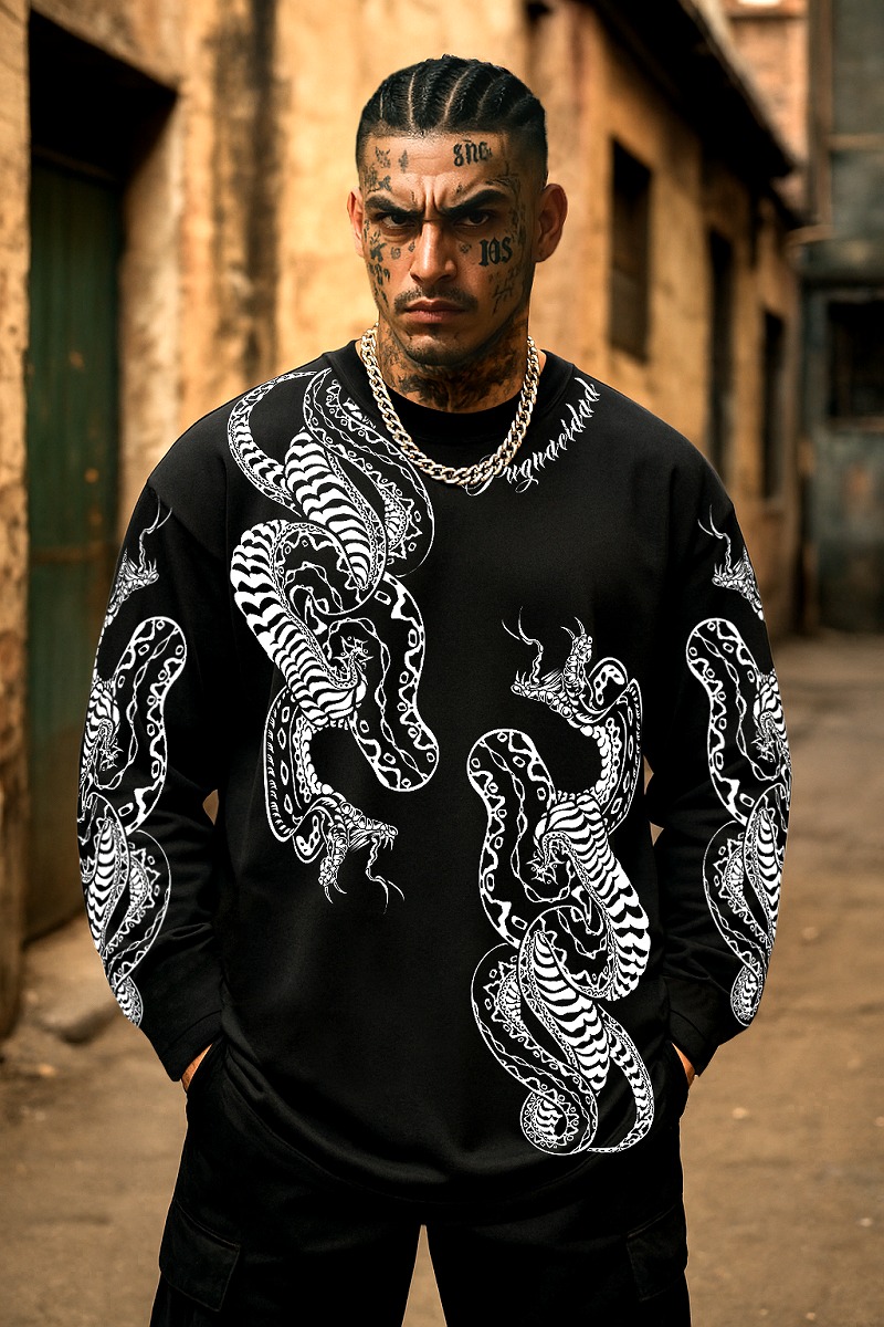 楽天市場】長袖 Tシャツ ロンT 服 銃コブラ柄 INTERMEX インター