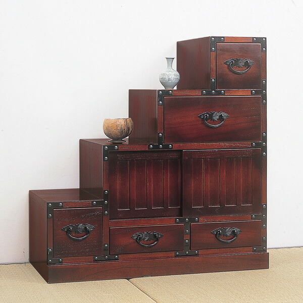 楽天市場】民芸調 階段箪笥 左下がり 幅67×奥行34.5×高さ70cm タンス