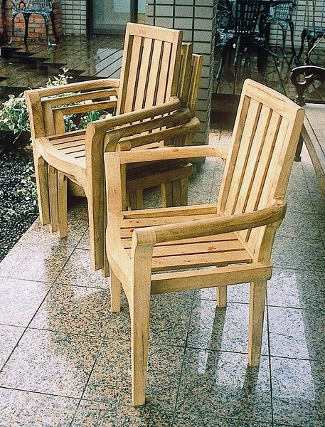 楽天市場】ガーデンチェア スタッキング チェア 高級 チーク材 木製