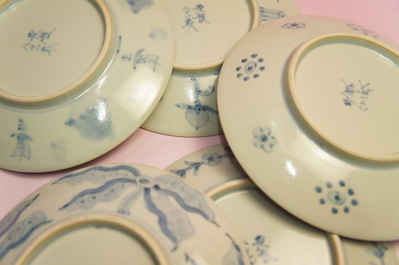 楽天市場】五代 佐藤走波 染錦絵変わり 六寸和皿揃 : 食器のみつはた