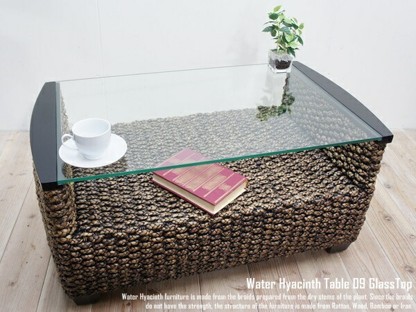 楽天市場】ウォーターヒヤシンス ガラステーブル09【W85
