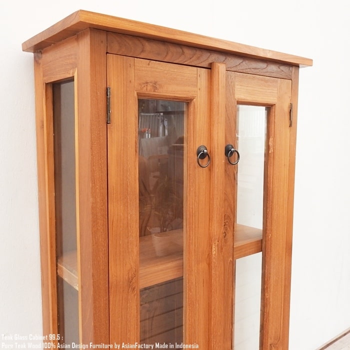 楽天市場】オールドチーク無垢材 ガラスキャビネット2D99 ナチュラル
