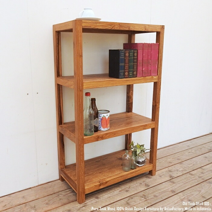 楽天市場】オールドチーク無垢材 4段ラック 幅60cm×高さ100cm