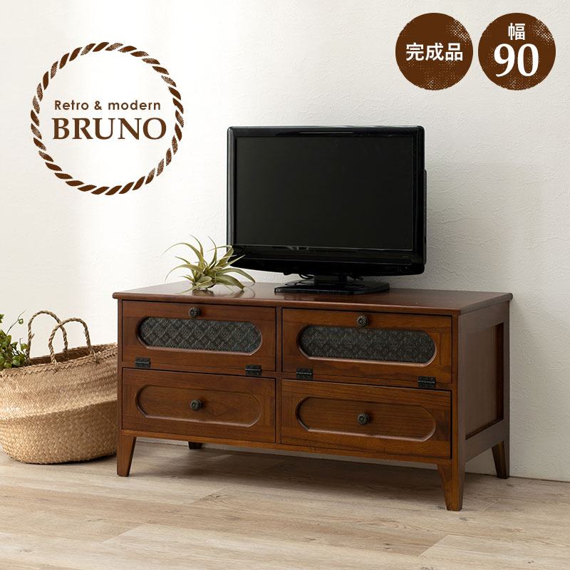 楽天市場】【土日限定☆クーポン有】レトロ花ガラス テレビ台 幅90cm