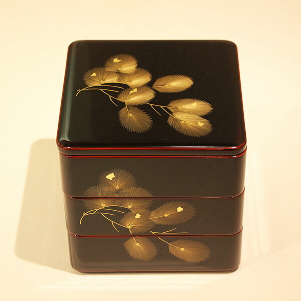 楽天市場】重箱 3段 木製 漆塗り 溜内朱 松 沈金 6.5寸 日本製 越前