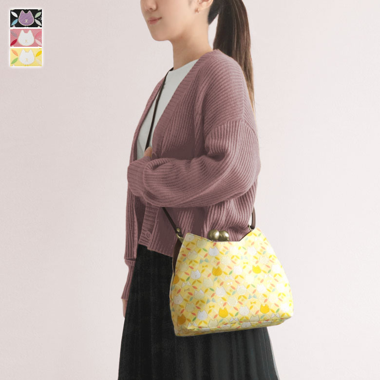 楽天市場】【在庫商品】がま口にゃんこポシェット【ねこ七宝ジャガード