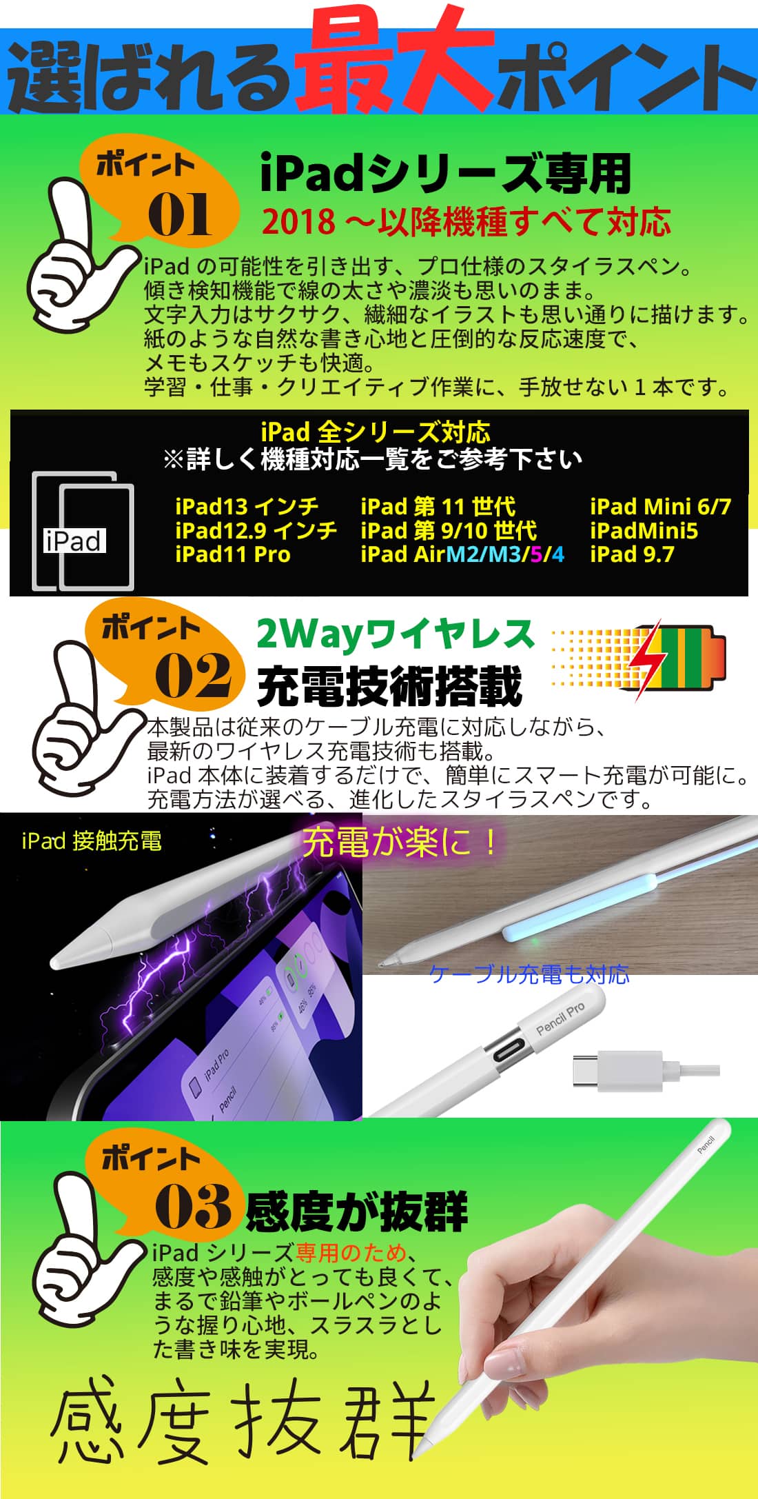 楽天市場】＼楽天ランキング1位／ ipad スタイラスペン [ 吸着充電