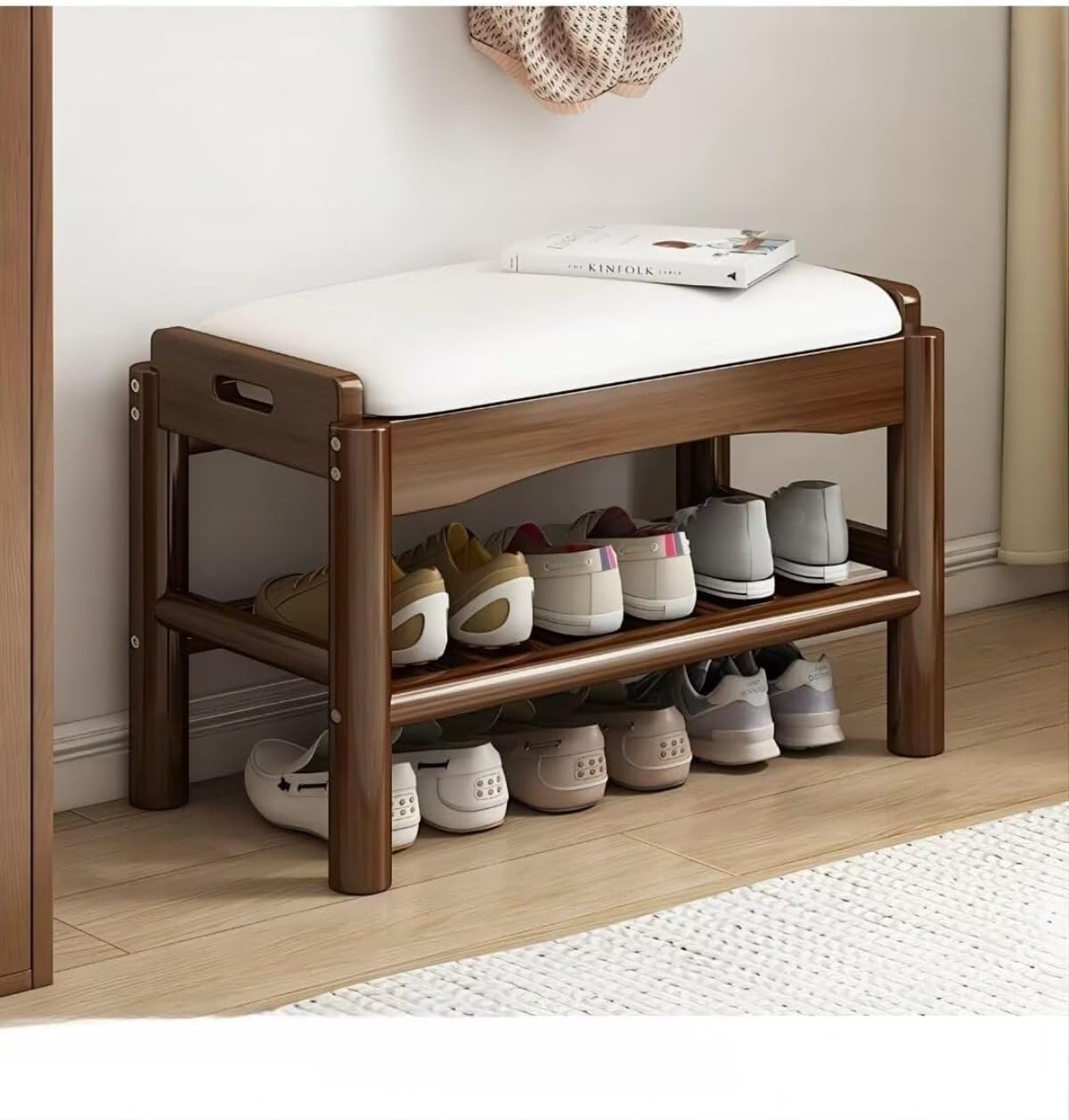 楽天市場】靴収納 純粋な固体木製の家の靴のベンチ 座ることができます