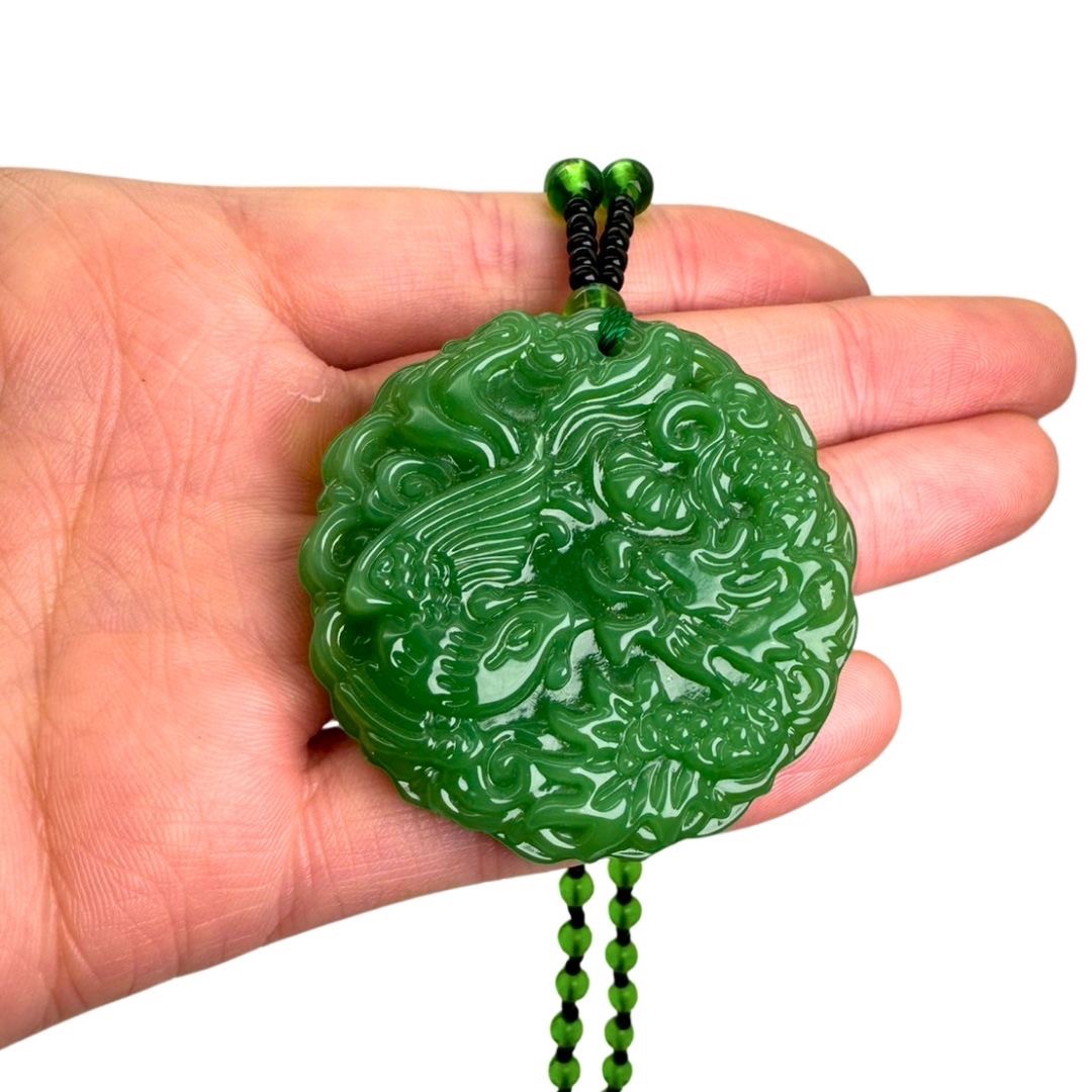 楽天市場】【普通郵便発送】 ネックレス 龍と鳳凰 翡翠 エメラルド