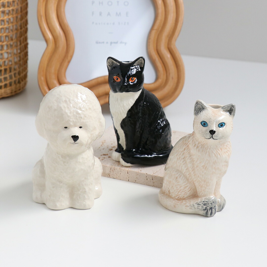 楽天市場】アニマルベース 猫 犬 ビションフリーゼ 一輪挿し 花瓶 ペン