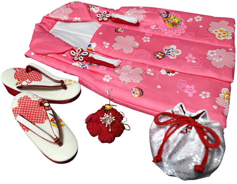 楽天市場】七五三着物 女児三歳用被布セット正絹 初節句 新品ht183