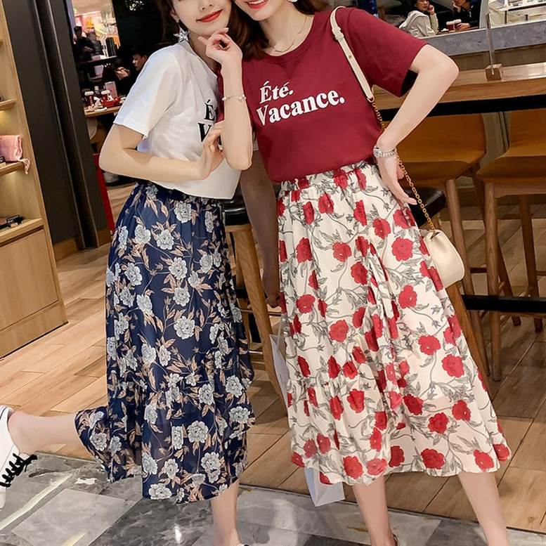 楽天市場】セット Tシャツフラワースカート カジュアル セットアップ