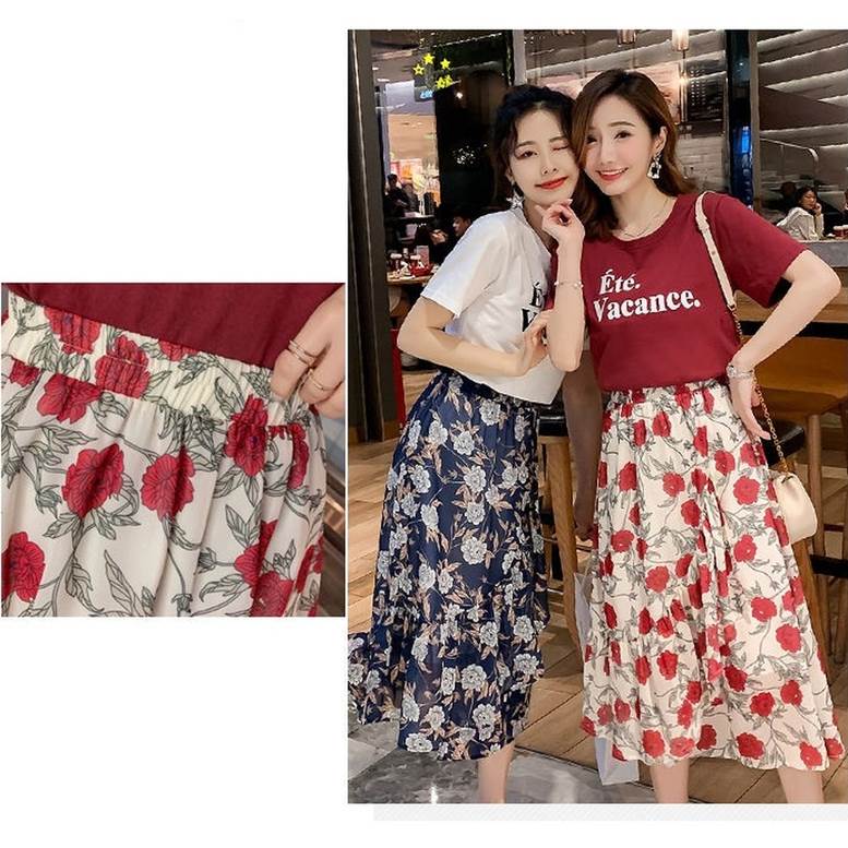 楽天市場】セット Tシャツフラワースカート カジュアル セットアップ
