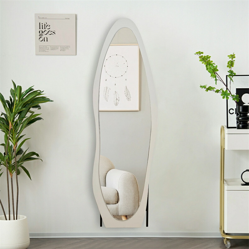 楽天市場】即納【1年保証】全身鏡 ウェーブミラー 姿見鏡 北欧 木目調