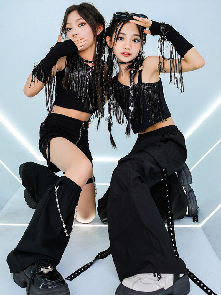 楽天市場】タッセル キラキラ 黒 スパンコール キッズ ダンス衣装