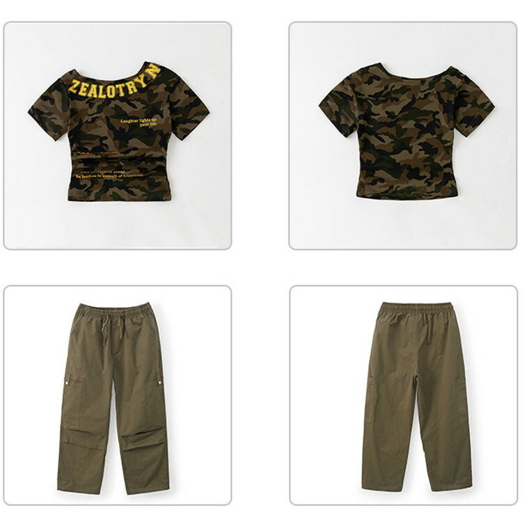 楽天市場】迷彩柄 ダンスウェア キッズ ダンス衣装 セットアップ 夏用