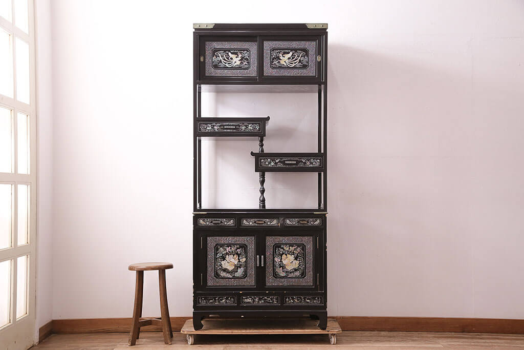 楽天市場】【中古】 ☆事前問合せ必須☆ 飾り棚 螺鈿 黒漆 漆塗り 高級