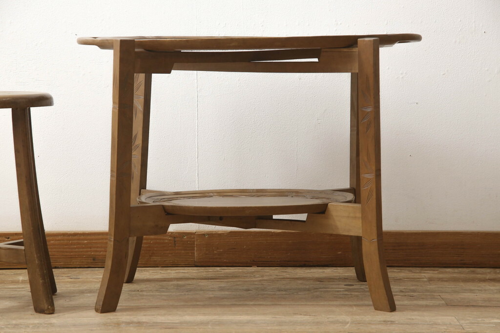 楽天市場】和製ビンテージ サイドテーブル 軽井沢彫り お盆付き ナイト