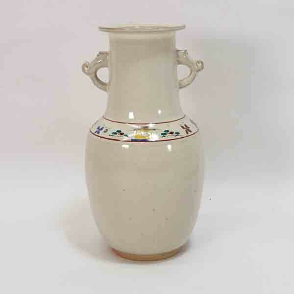 楽天市場】赤膚焼 大塩昭山 ◇【花器】赤膚焼/大塩昭山作 奈良絵 耳付