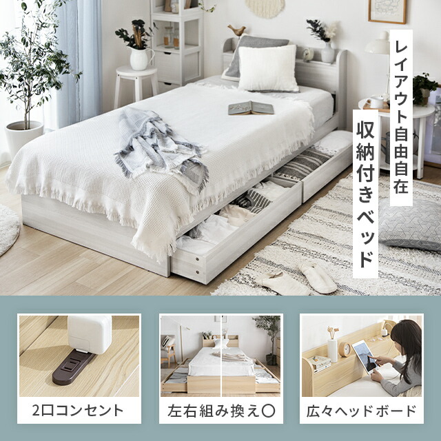 楽天市場】[本日P6倍] ダブルベッド マットレス付 ベッド ダブル
