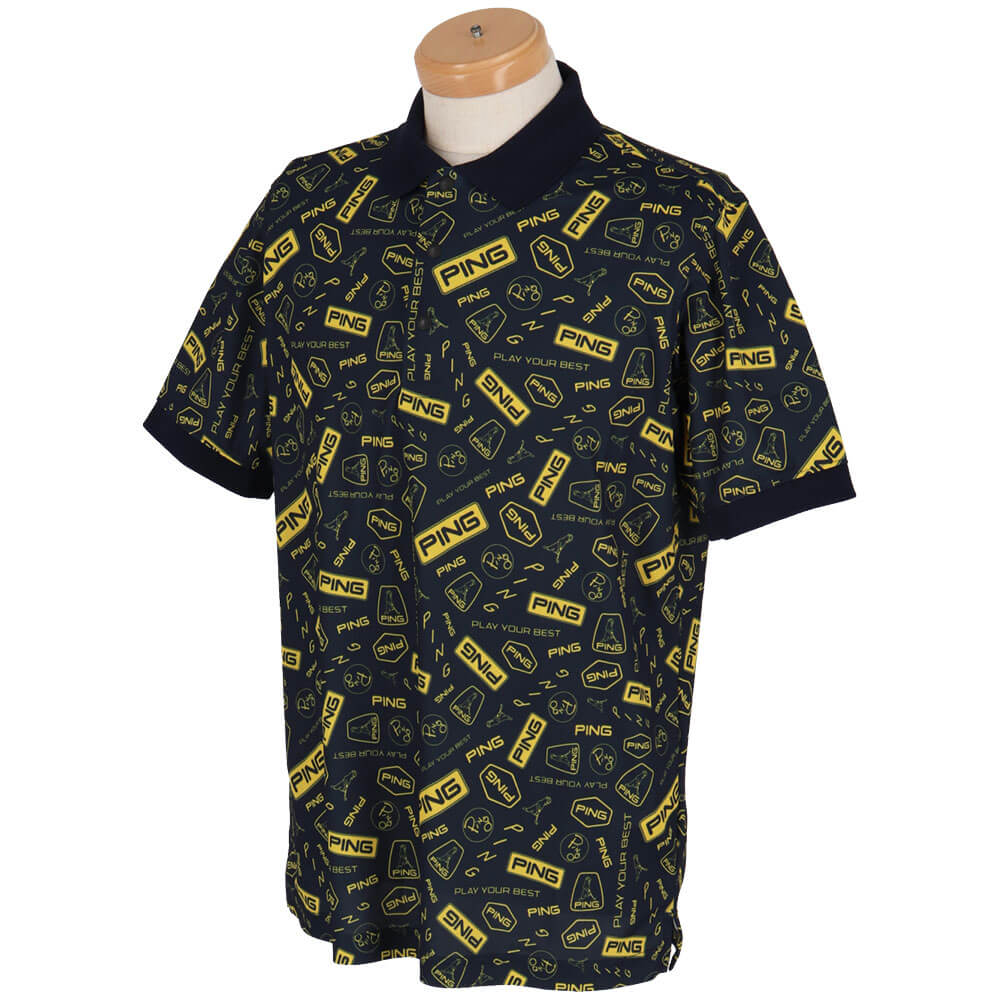 楽天市場】ピンゴルフ メンズ 総柄 プリント 半袖 ポロシャツ 621