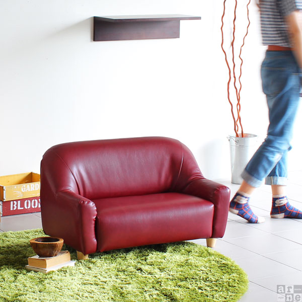 楽天市場】ローソファ 合成皮革 ソファ ミニソファー 2人掛け レザー