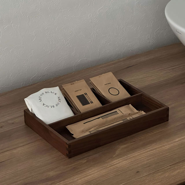 楽天市場】casser アメニティボックス ウッド マルチ収納トレイ 【ART