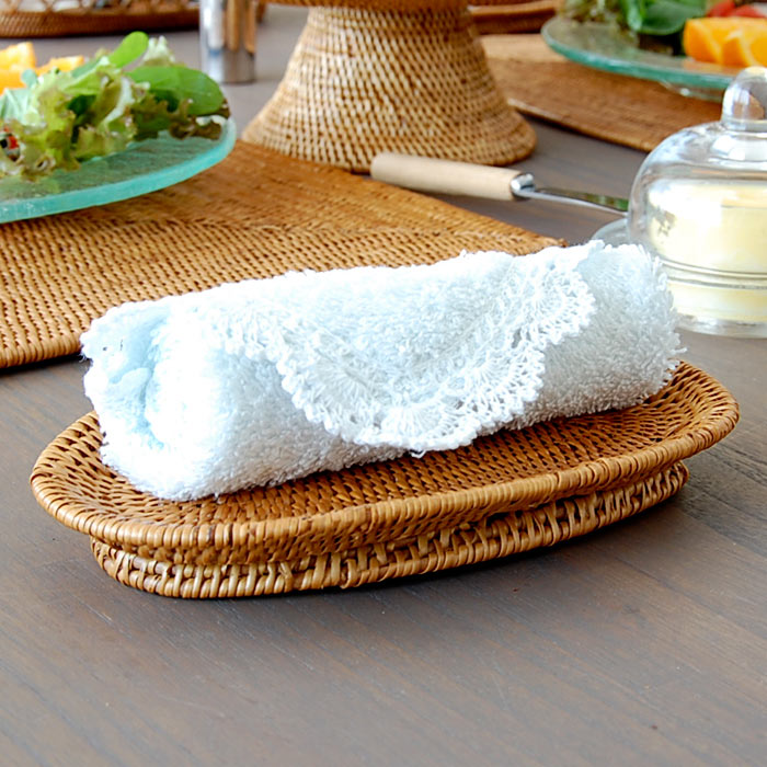 楽天市場】アタ製おしぼり置きトレイ アジアン トレー プレート 木製