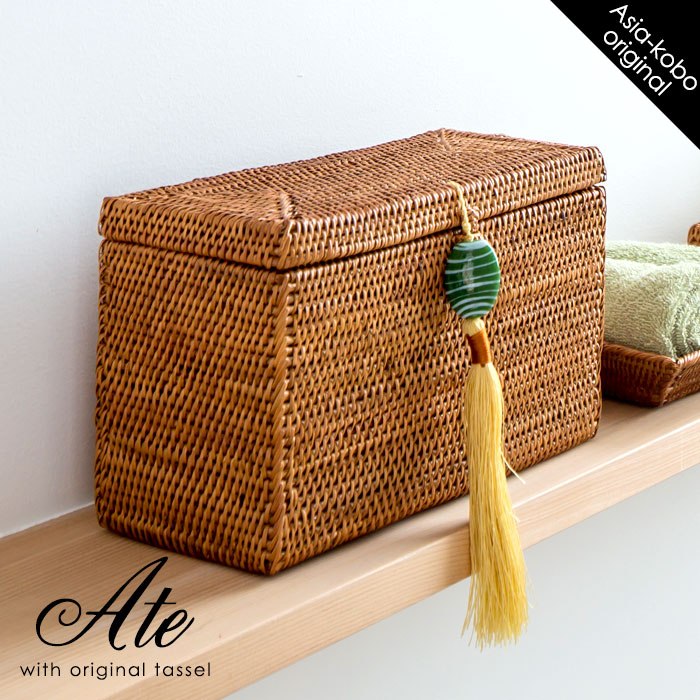 楽天市場】アジア工房オリジナルタッセル付き アタ製フタ付小物入れ