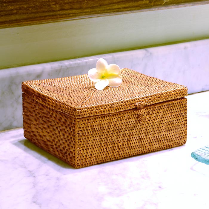 楽天市場】アタで編まれた四角い形のバスケット 小物入れ 収納