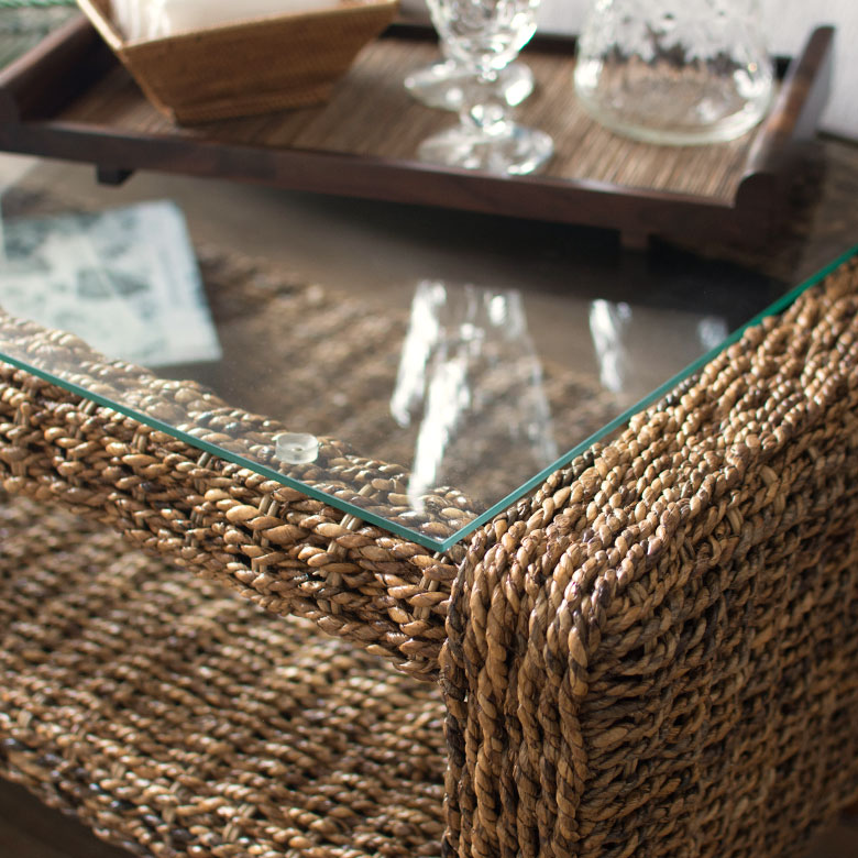 楽天市場】センターテーブル アバカ素材 強化ガラス天板 幅100cm 収納