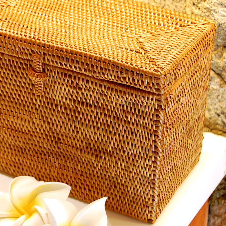 楽天市場】アタで編まれたフタ付き小物入れケース 長方形タイプ 小物