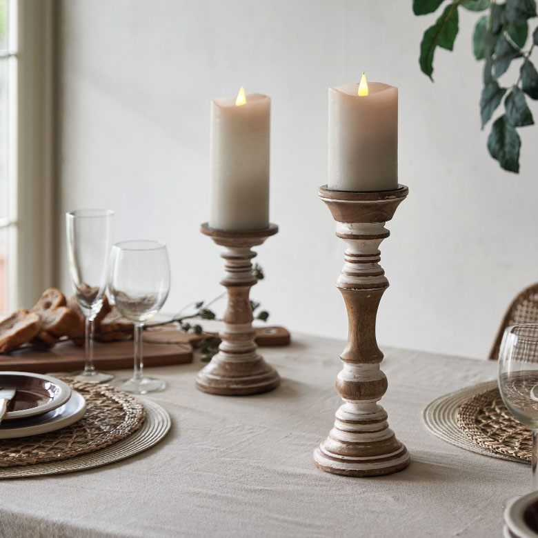 楽天市場】キャンドルスタンド ホワイトウォッシュ 木製 ラウンド型 M