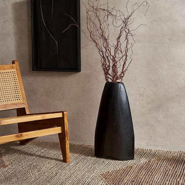 楽天市場】フラワーベース 黒 黒い 花瓶 大きめ 花びん 造花 チーク