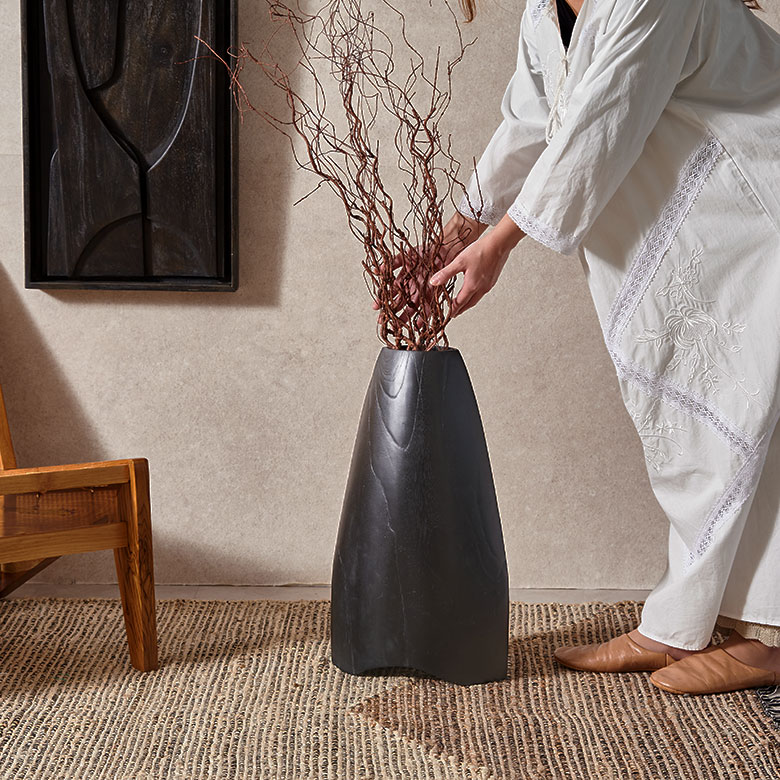 楽天市場】フラワーベース 黒 黒い 花瓶 大きめ 花びん 造花 チーク