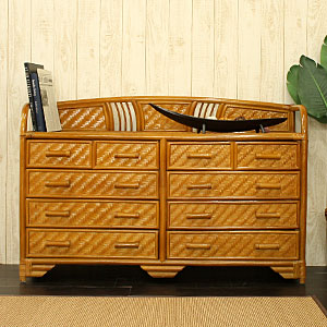 楽天市場】ラタンローチェスト4段 ハニーブラウン チェスト 棚