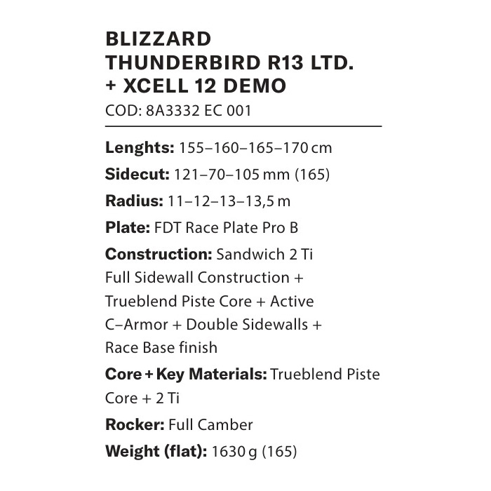 楽天市場】BLIZZARD ブリザード スキー板 THUNDERBIRD R13 LTD. +