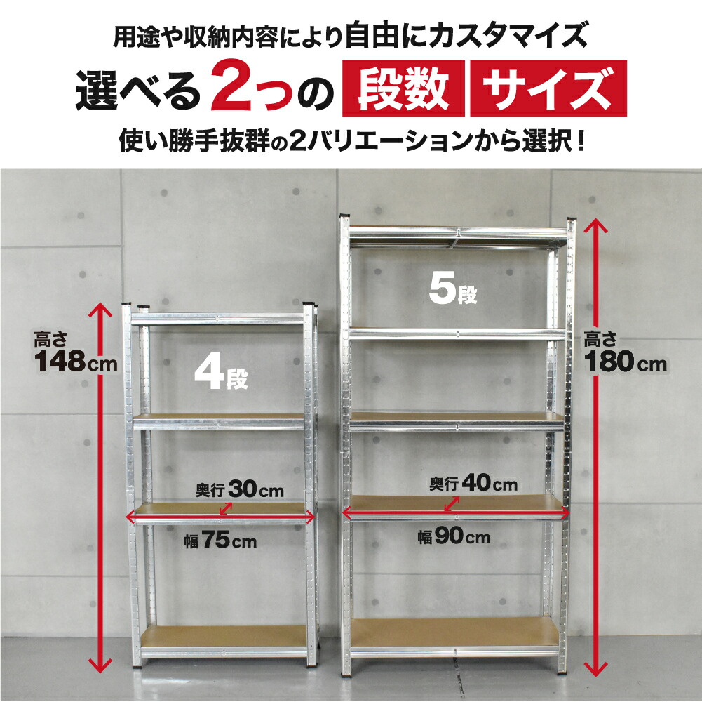 楽天市場】【SS特別価格】【選べる4段・5段】スチールラック 幅90cm