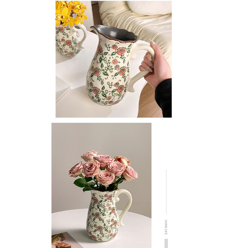 楽天市場】花瓶 フラワーベース 花柄 陶器 花入れ 雑貨 花器 手提げ