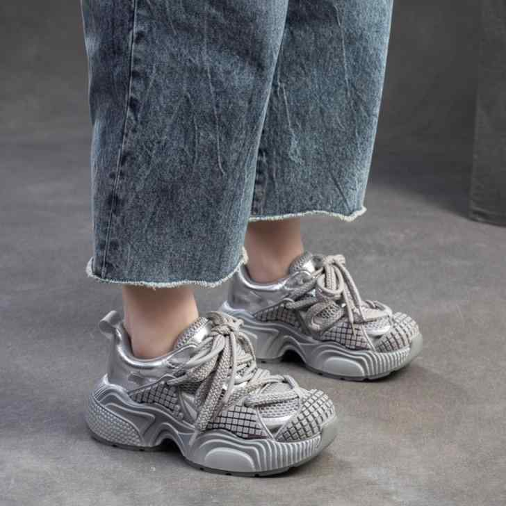厚底スニーカー レディース 運動靴 春秋 レザー メッシュ 疲れにくい