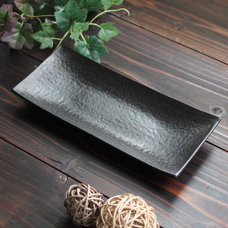 楽天市場】黒釉 長角皿 27×12cm 和食器 食器 角皿 焼物皿 プレート