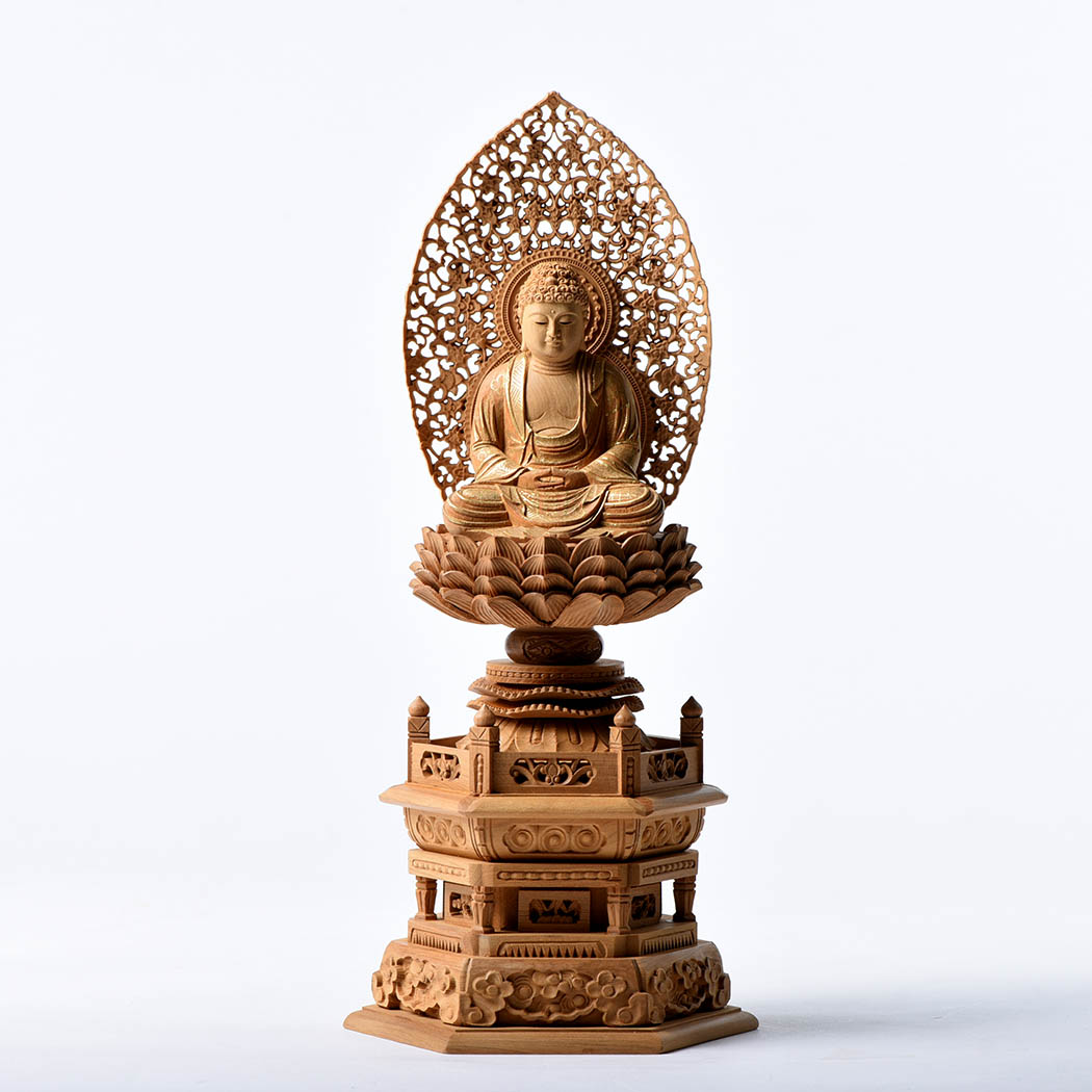 楽天市場】仏像 御本尊 総楠 くす材 （香木）六角台座 2.0号 2寸 座像