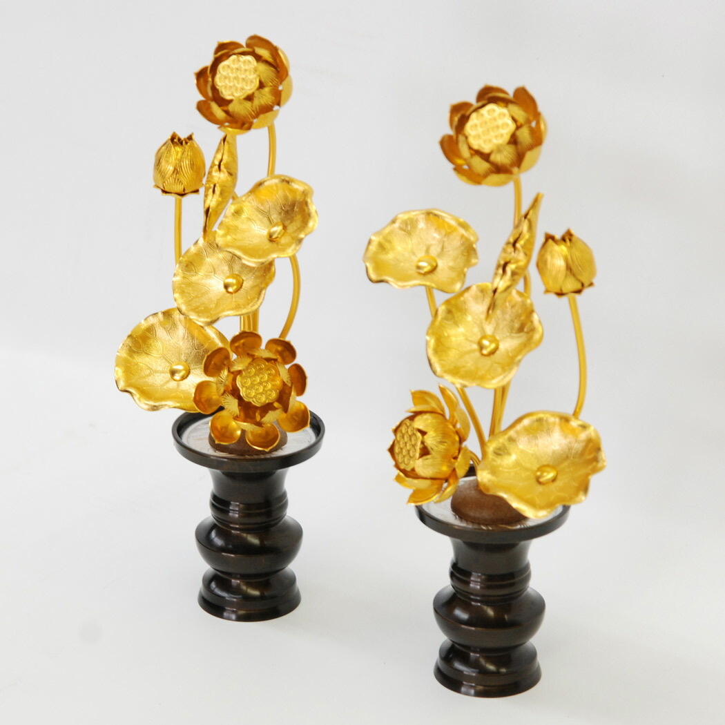 楽天市場】小常花 【アルミ製】6号9本立 (1対) 金色 ( 花立 別売