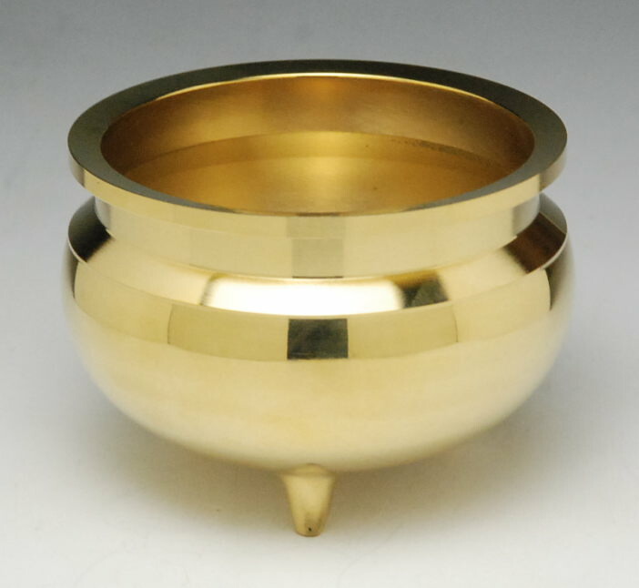 楽天市場】香呂 香炉 線香立て 机上香呂 真鍮製 磨き仕上 金 丸型 3号