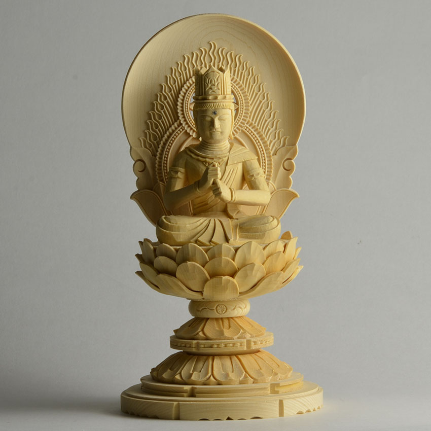 楽天市場】仏像 木彫 白木 ご本尊 丸台座 大日如来 2.0号 2寸 総白木