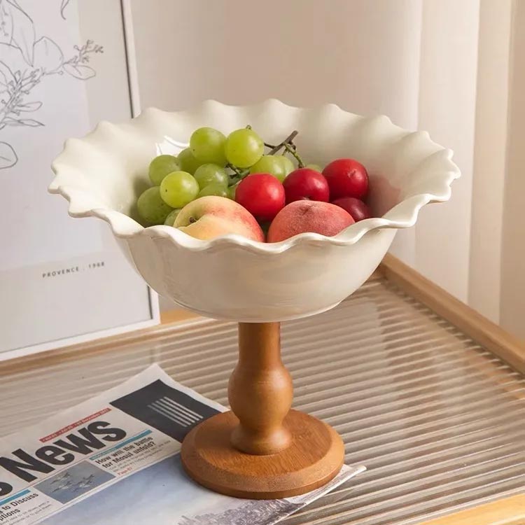 楽天市場】 北欧 高台 果物 木 ボウル 脚付きボウル フルーツ入れ