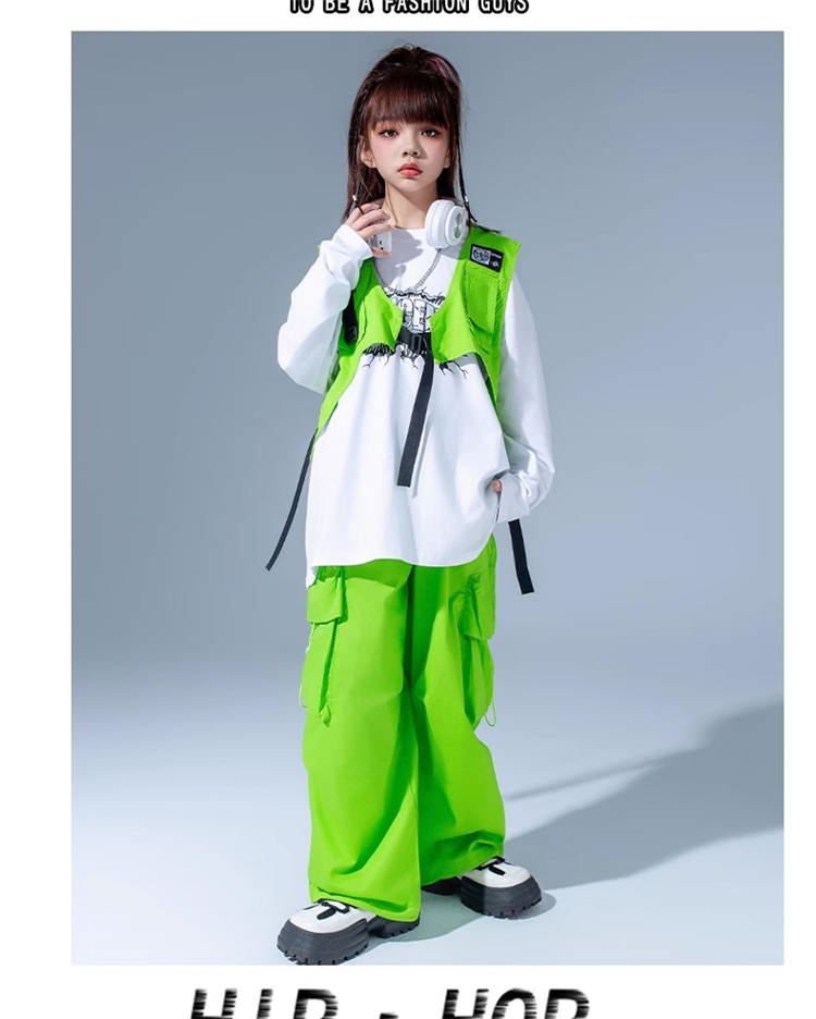 楽天市場】緑 黄 ベスト ヒップホップ キッズ ダンス衣装 セットアップ