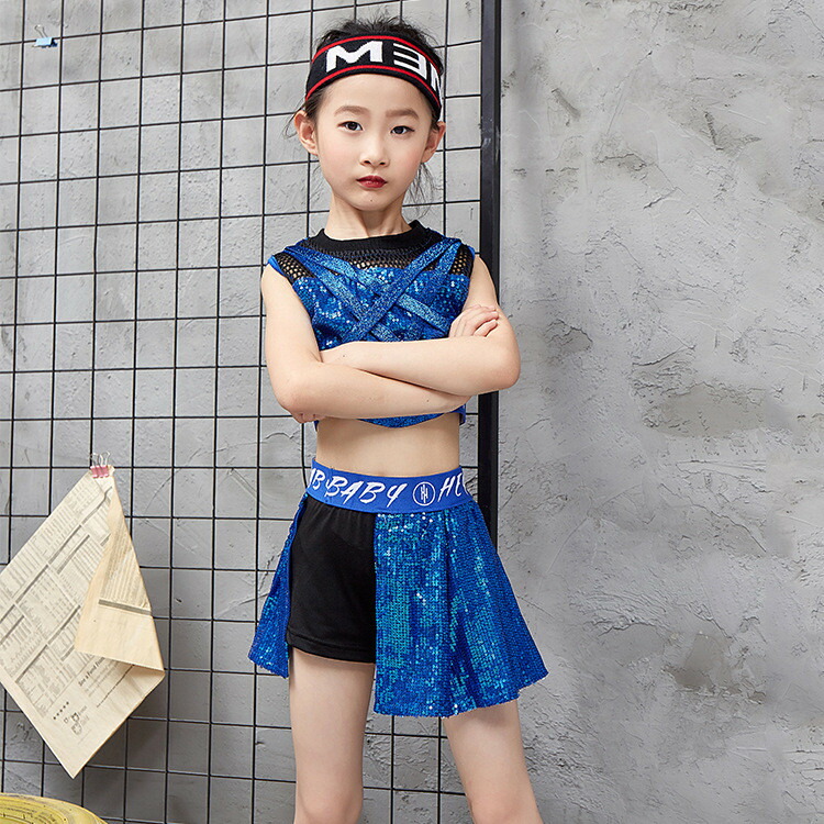 楽天市場】スパンコール ジャズ ダンス衣装 女の子 キッズ へそ出し