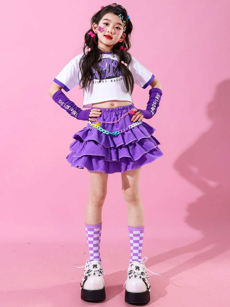 楽天市場】紫 ダンス衣装 キッズ ダンス フリルミニスカート 女の子