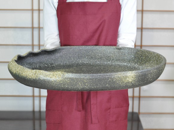 楽天市場】水盤 【信楽焼】 窯肌変形小判水盤20号 幅60cm×奥行き35cm